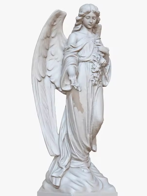 Estatua de figura de naturaleza de ángel romano italiano blanco moderno al aire libre