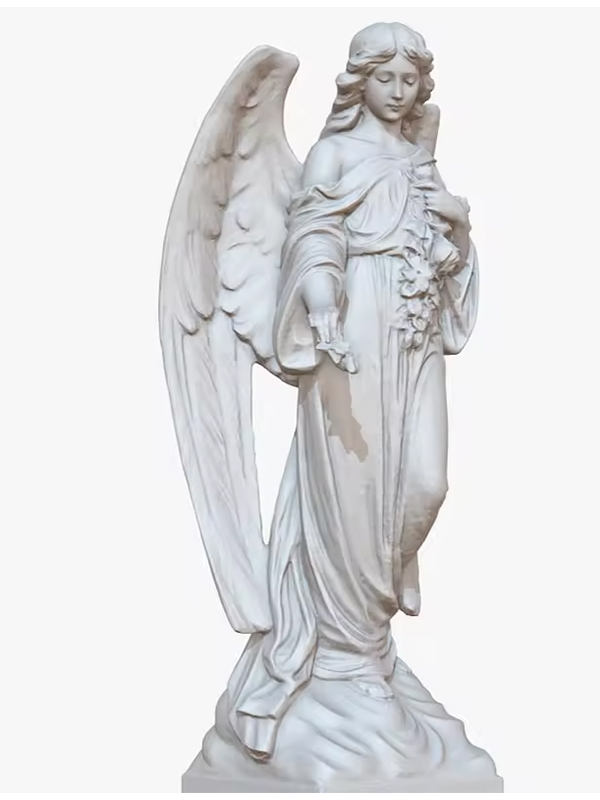 Estatua de figura de naturaleza de ángel romano italiano blanco moderno al aire libre